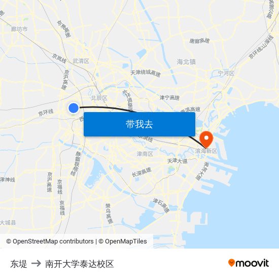 东堤 to 南开大学泰达校区 map