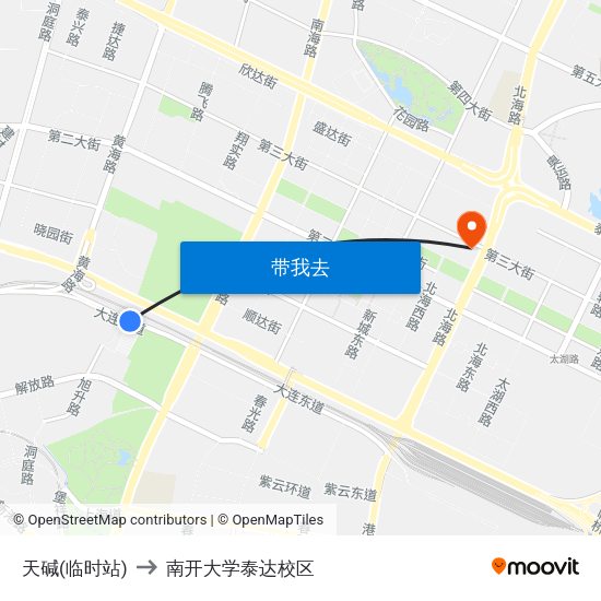 天碱(临时站) to 南开大学泰达校区 map