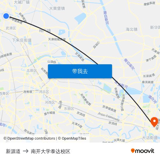 新源道 to 南开大学泰达校区 map