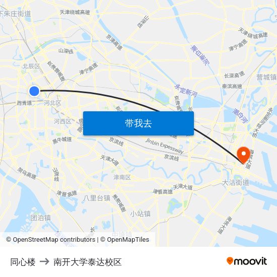 同心楼 to 南开大学泰达校区 map