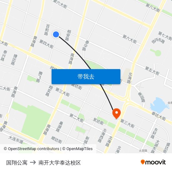 国翔公寓 to 南开大学泰达校区 map