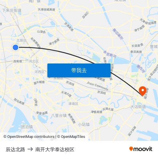 辰达北路 to 南开大学泰达校区 map