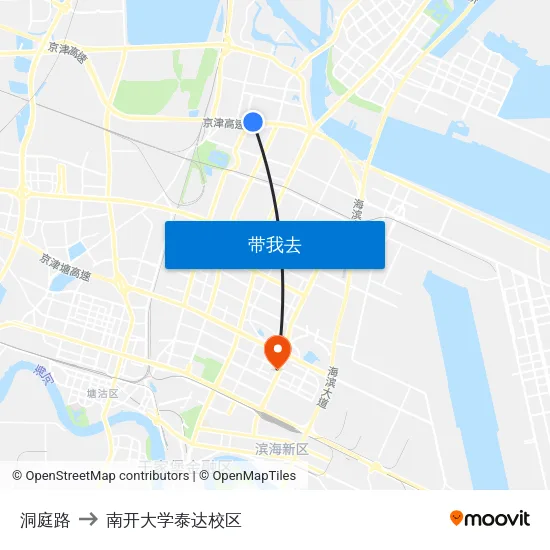 洞庭路 to 南开大学泰达校区 map