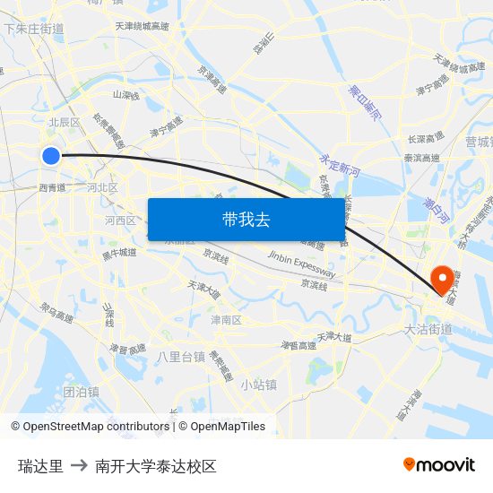 瑞达里 to 南开大学泰达校区 map