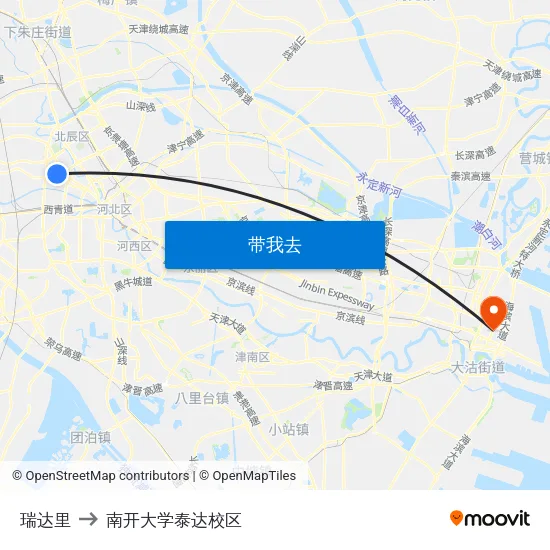 瑞达里 to 南开大学泰达校区 map
