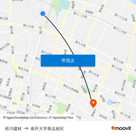 裕川建材 to 南开大学泰达校区 map