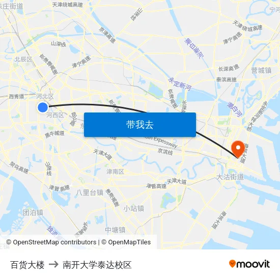百货大楼 to 南开大学泰达校区 map