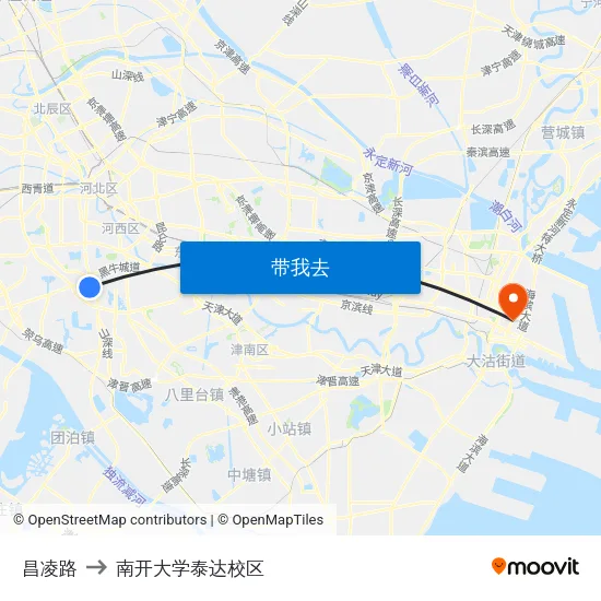 昌凌路 to 南开大学泰达校区 map