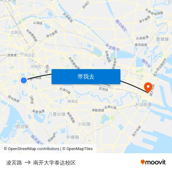凌宾路 to 南开大学泰达校区 map