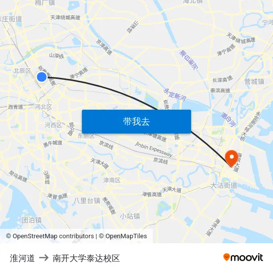 淮河道 to 南开大学泰达校区 map