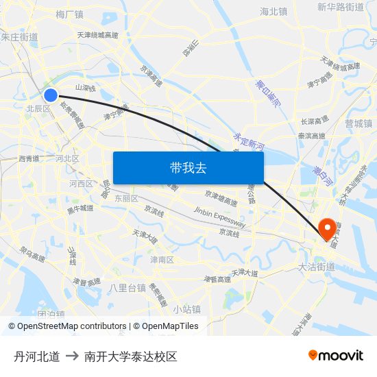 丹河北道 to 南开大学泰达校区 map