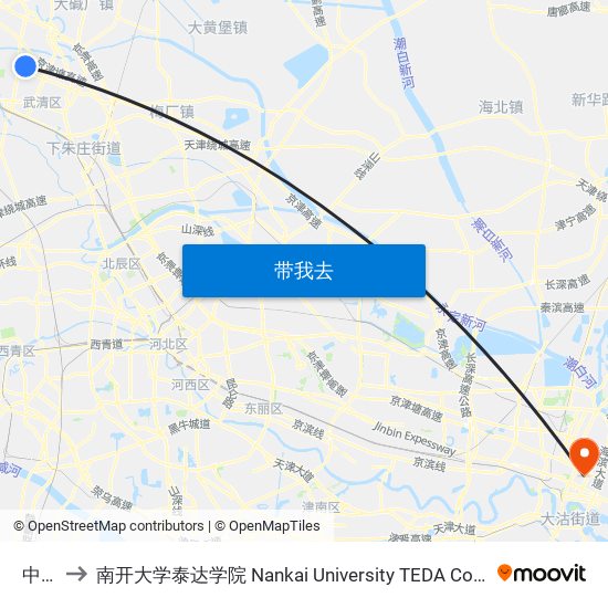 中粮 to 南开大学泰达学院 Nankai University TEDA College map