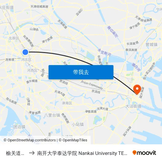 榆关道地道 to 南开大学泰达学院 Nankai University TEDA College map