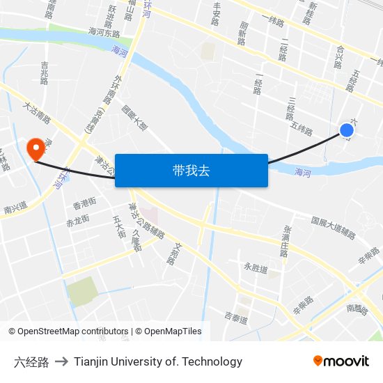 六经路 to Tianjin University of. Technology map
