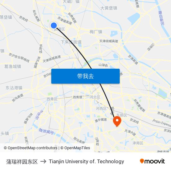 蒲瑞祥园东区 to Tianjin University of. Technology map