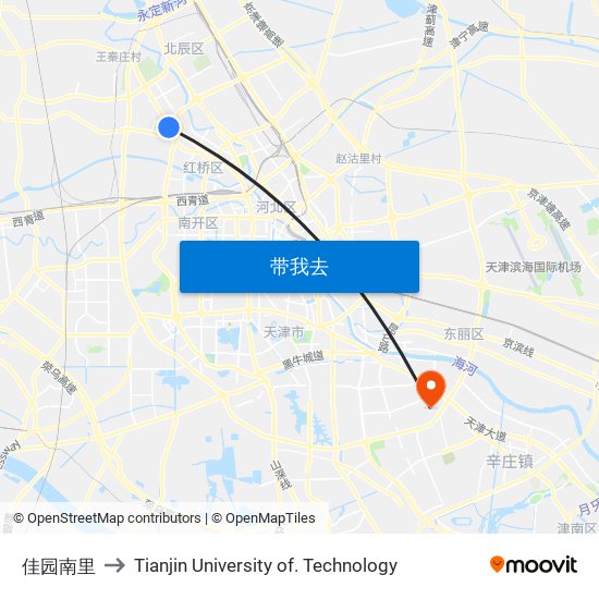 佳园南里 to Tianjin University of. Technology map