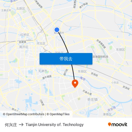 何兴庄 to Tianjin University of. Technology map