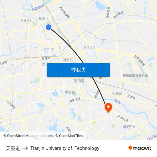 天重道 to Tianjin University of. Technology map