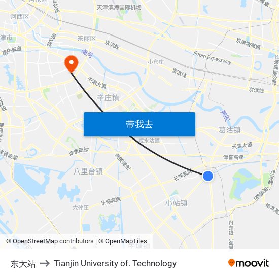 东大站 to Tianjin University of. Technology map