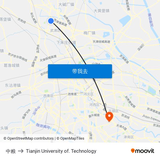 中粮 to Tianjin University of. Technology map