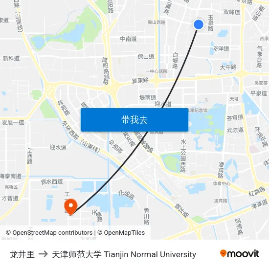龙井里 to 天津师范大学 Tianjin Normal University map