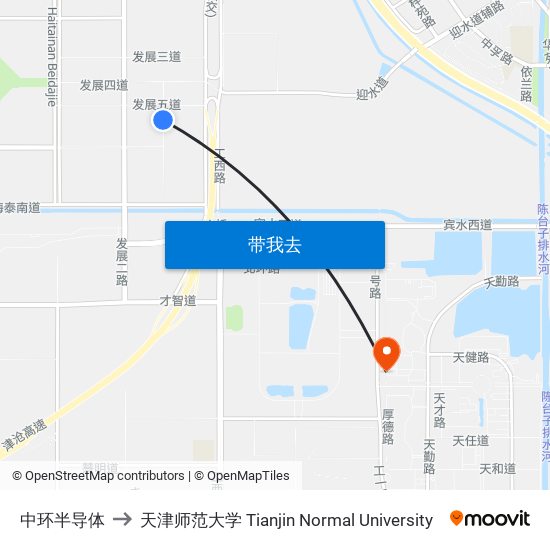 中环半导体 to 天津师范大学 Tianjin Normal University map