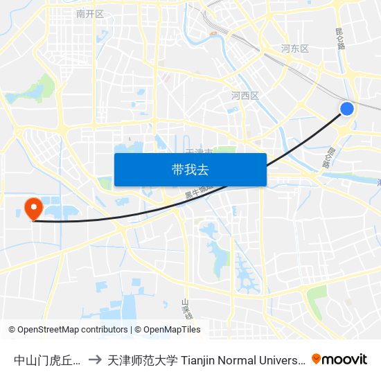 中山门虎丘路 to 天津师范大学 Tianjin Normal University map