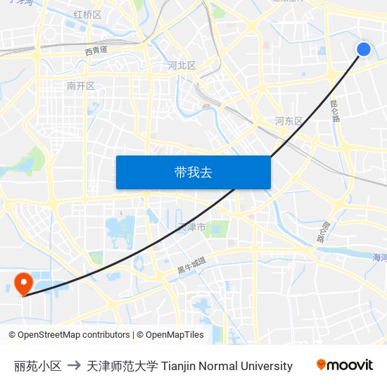 丽苑小区 to 天津师范大学 Tianjin Normal University map
