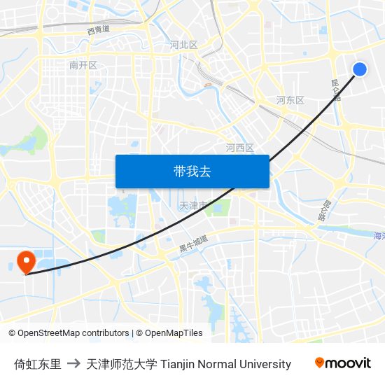 倚虹东里 to 天津师范大学 Tianjin Normal University map