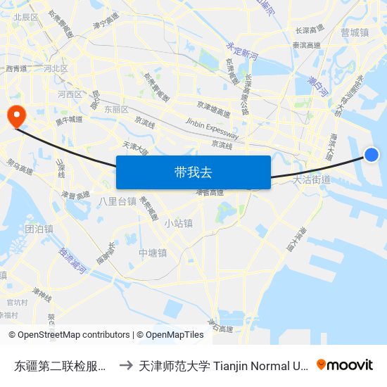 东疆第二联检服务中心 to 天津师范大学 Tianjin Normal University map