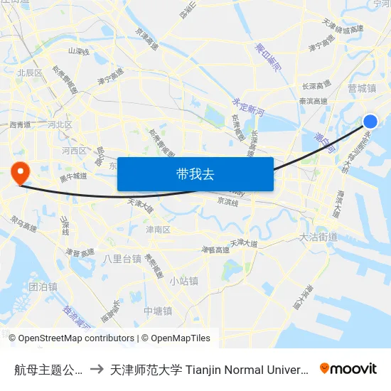 航母主题公园 to 天津师范大学 Tianjin Normal University map