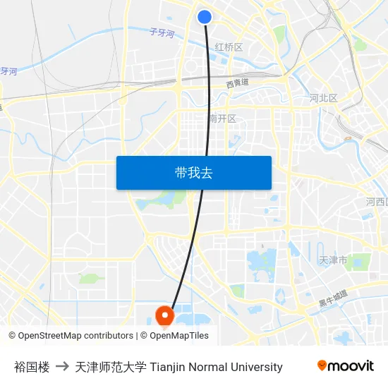 裕国楼 to 天津师范大学 Tianjin Normal University map