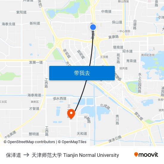 保泽道 to 天津师范大学 Tianjin Normal University map