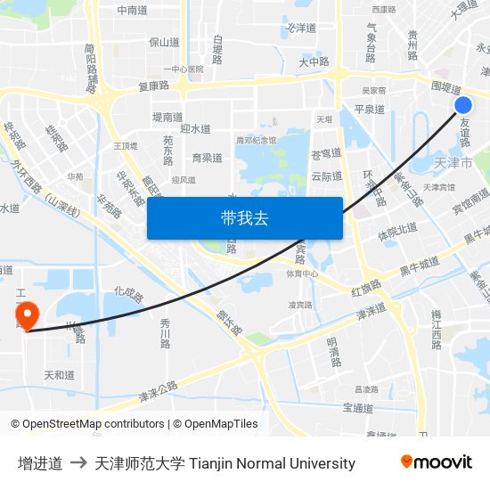 增进道 to 天津师范大学 Tianjin Normal University map