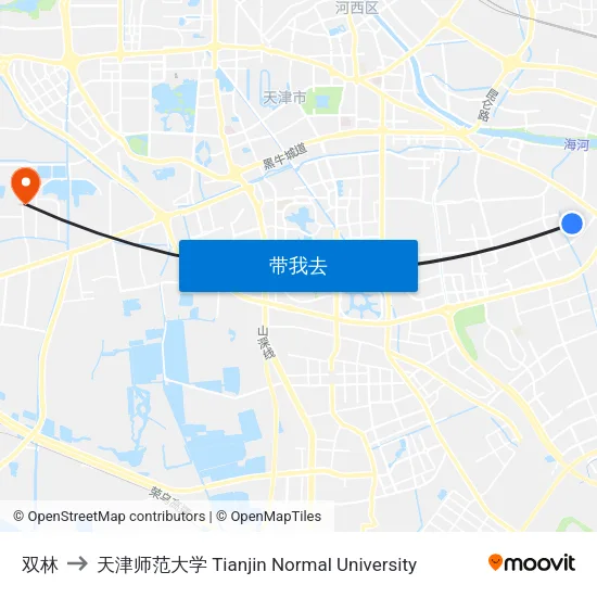 双林 to 天津师范大学 Tianjin Normal University map