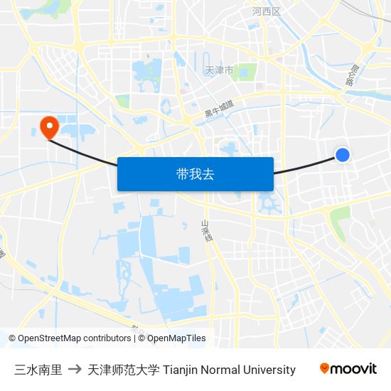 三水南里 to 天津师范大学 Tianjin Normal University map