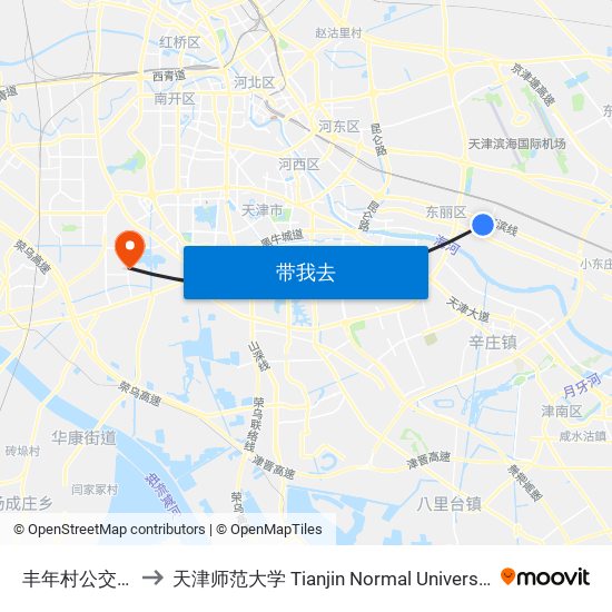 丰年村公交站 to 天津师范大学 Tianjin Normal University map