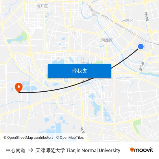 中心南道 to 天津师范大学 Tianjin Normal University map