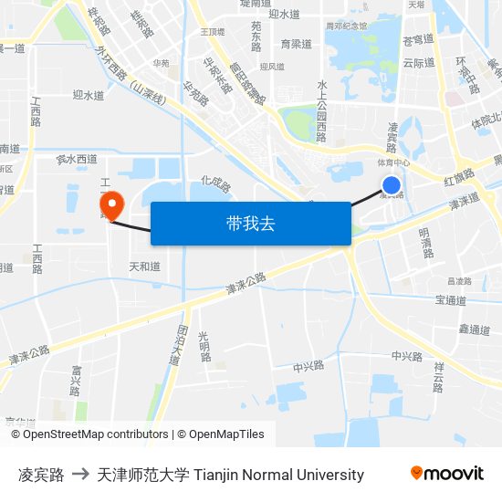 凌宾路 to 天津师范大学 Tianjin Normal University map