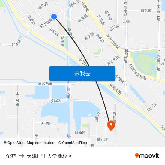 华苑 to 天津理工大学新校区 map