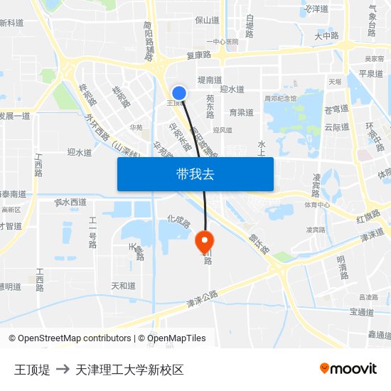 王顶堤 to 天津理工大学新校区 map