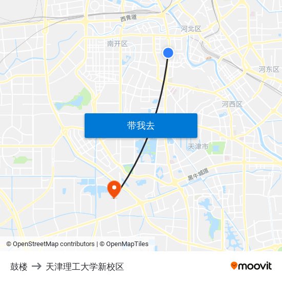 鼓楼 to 天津理工大学新校区 map
