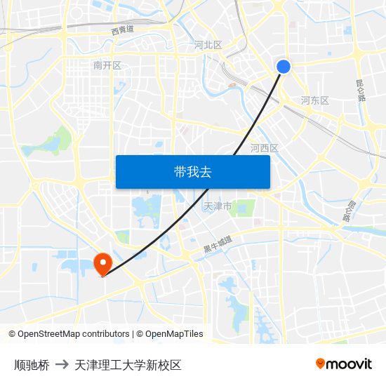 顺驰桥 to 天津理工大学新校区 map