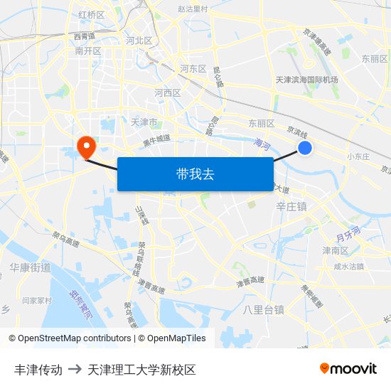 丰津传动 to 天津理工大学新校区 map