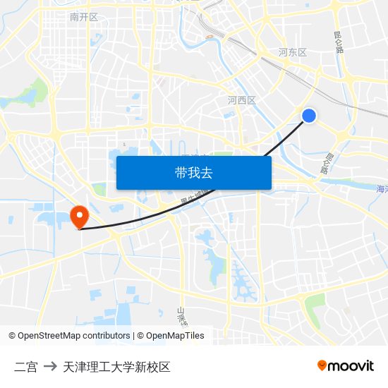 二宫 to 天津理工大学新校区 map