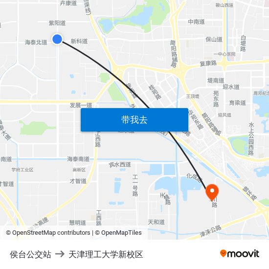 侯台公交站 to 天津理工大学新校区 map