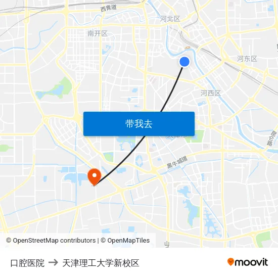 口腔医院 to 天津理工大学新校区 map