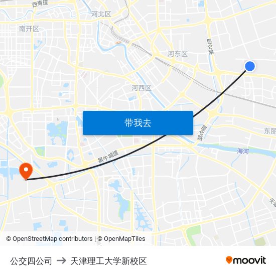 公交四公司 to 天津理工大学新校区 map