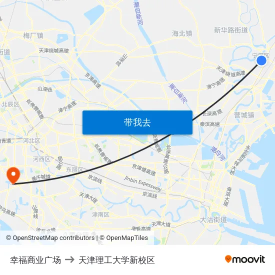 幸福商业广场 to 天津理工大学新校区 map
