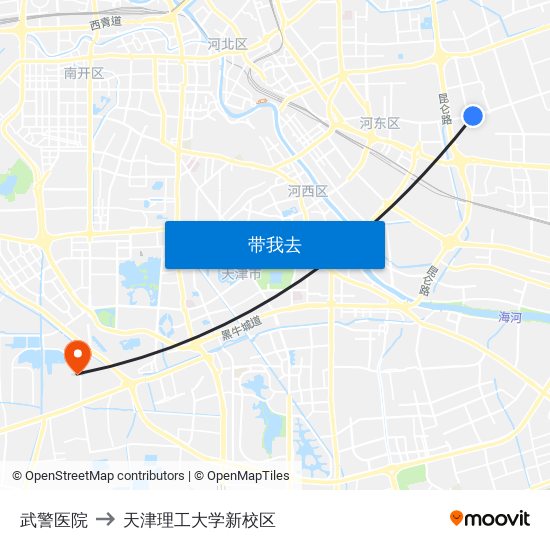 武警医院 to 天津理工大学新校区 map